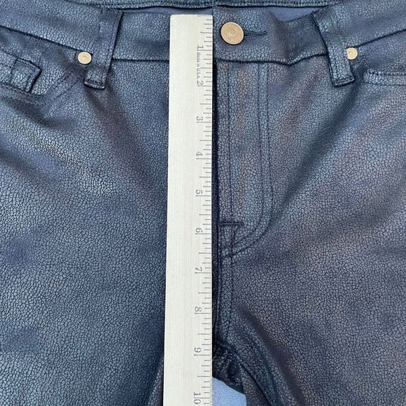 7 for all Mankind Jeans Jeggings Size 32 Black Faux/Vegan Leather Skinny Pants - Picture 7 of 16